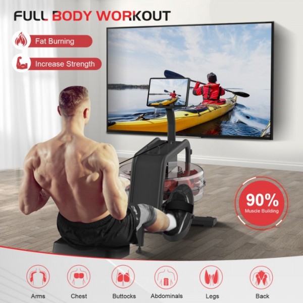 Heavy Duty Iron Rowing Machine, Full Body Home Row Trainer with LCD Monitor, Adjustable Resistance & Comfort Seat for Indoor Cardio Workout