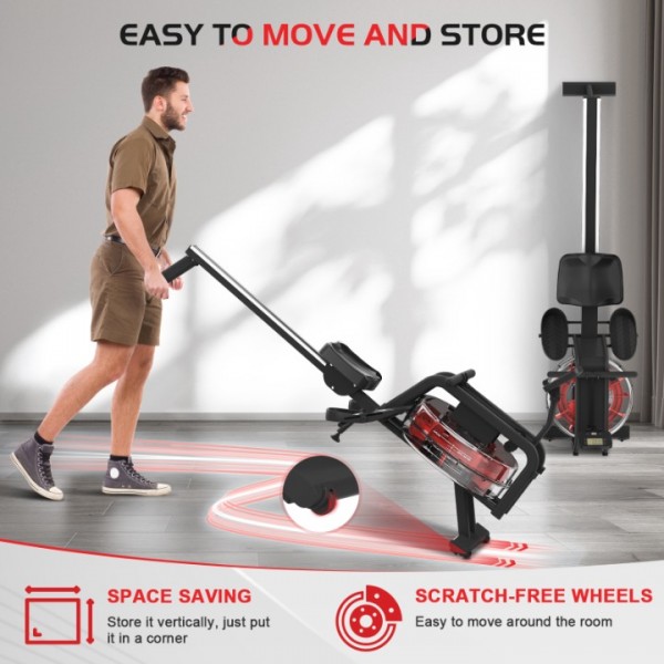 Heavy Duty Iron Rowing Machine, Full Body Home Row Trainer with LCD Monitor, Adjustable Resistance & Comfort Seat for Indoor Cardio Workout