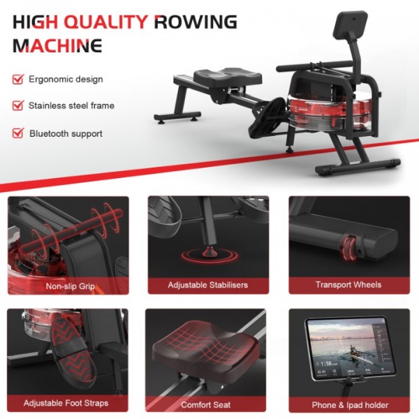 Heavy Duty Iron Rowing Machine, Full Body Home Row Trainer with LCD Monitor, Adjustable Resistance & Comfort Seat for Indoor Cardio Workout